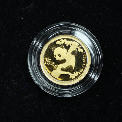 2007 1/25 oz .999 Fine Gold Panda Gold Coin 25th Anniversary Face of 1996 w/ Capsule