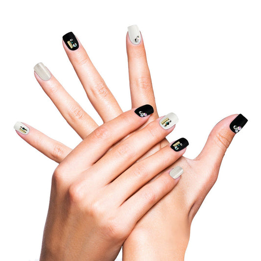 3D Stone Medium Square Design Press On Glam Nail Tips 24 Nails - ikatehouse