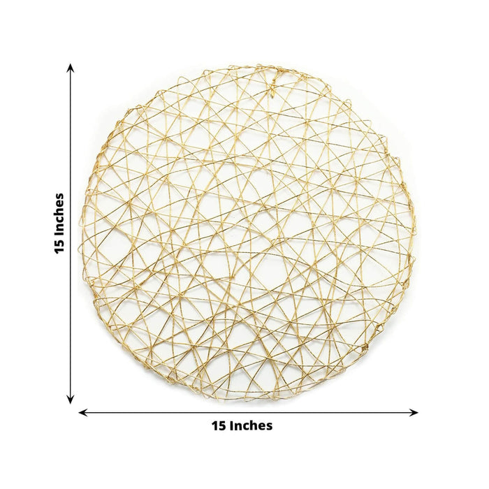 15-inch gold geometric wire placemat on a plain white background.