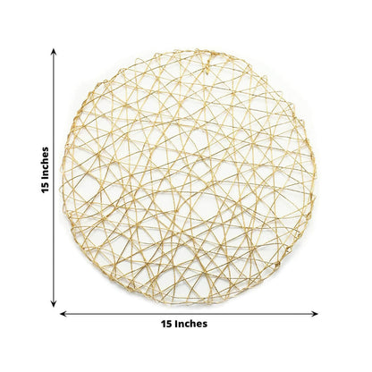 15-inch gold geometric wire placemat on a plain white background.