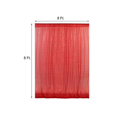 Red sheer curtain, 8 ft by 8 ft, studio-style isolation shot.