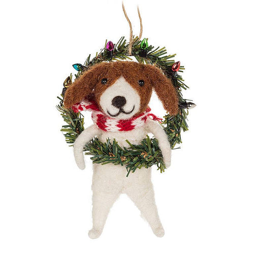 Abbott - Dog in Wreath Ornament-4"H-1939