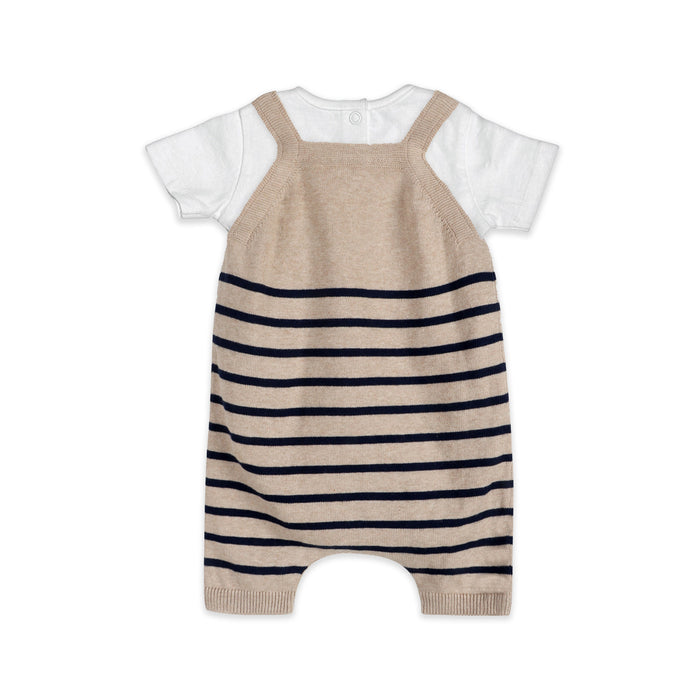 Airplane Stripe Embroidered Baby Knit Romper Back (Organic Cotton)