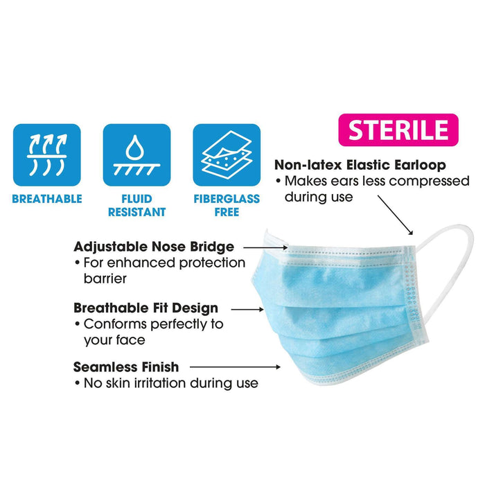 Almine 3-Ply Face Mask One Size 10ct Light Blue