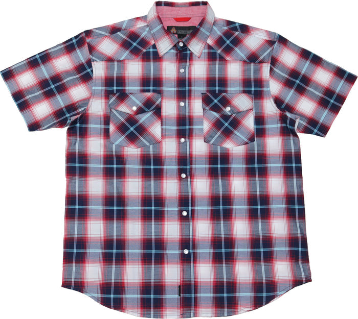 AmericaWare Men's Gripper Button-Up Short Sleeve Shirt Work Shirts AmericaWare Red 2XL Reg
