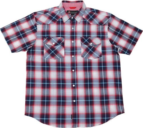AmericaWare Men's Gripper Button-Up Short Sleeve Shirt Work Shirts AmericaWare Red 2XL Reg