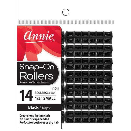Annie Snap-On Hair Rollers 1/2 Inch Small, 14 Count, Black