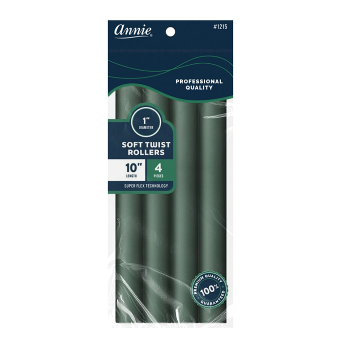 Annie Soft Twist Hair Rollers 1 Inch, 4 Count, Green