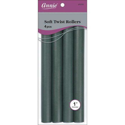 Annie Soft Twist Hair Rollers 1 Inch, 4 Count, Green