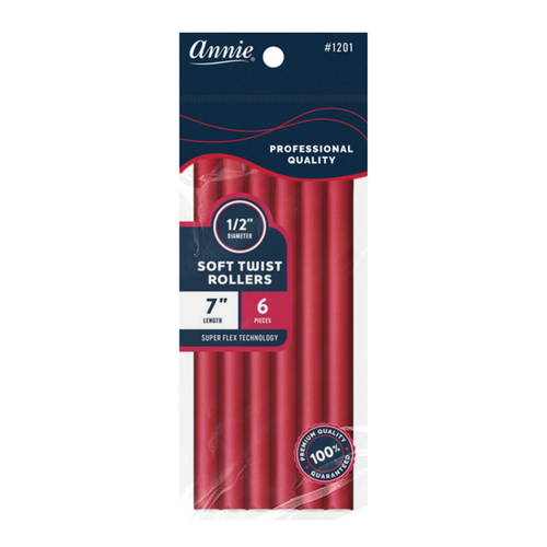 Annie Soft Twist Hair Rollers 1/2 Inch, 6 Count, Red