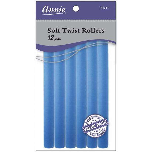 Annie Soft Twist Rollers 9/16 Inch, 12 Count Value Pack, Blue