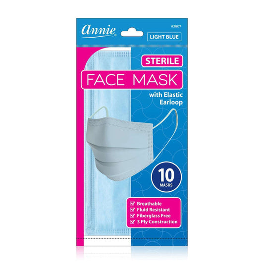 Annie Sterile Face Mask One Size, 10 Count, Light Blue
