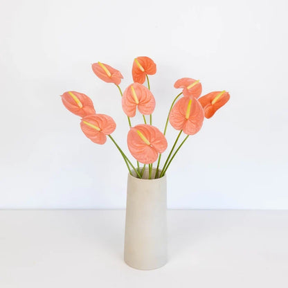 Anthurium Peach Tropical Flower Vase - Image