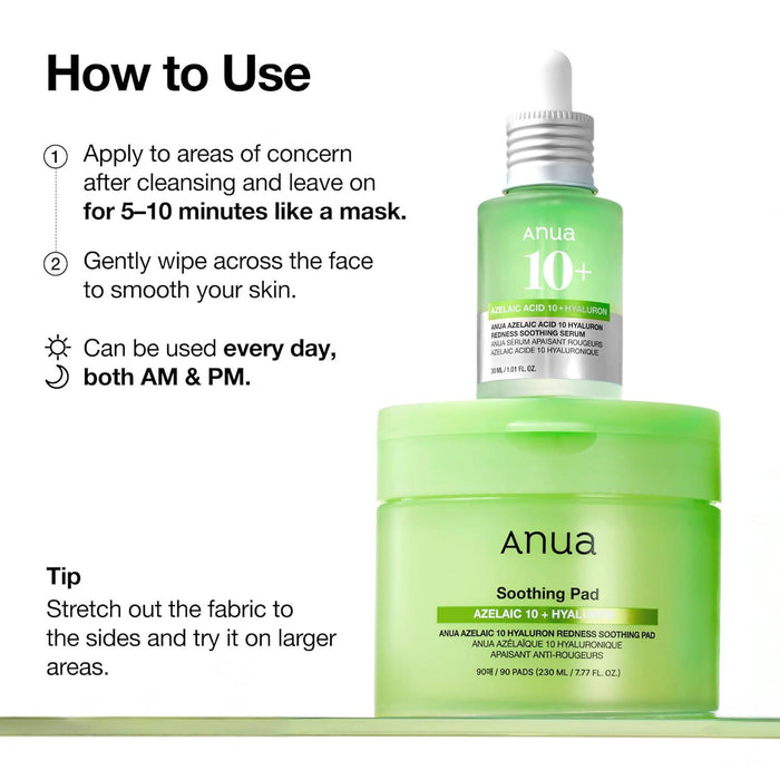 ANUA Azelaic Acid 10 Hyaluron Redness Soothing Pad 90 pads
