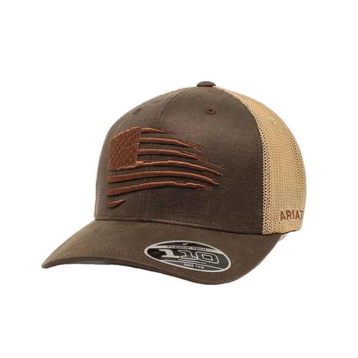 Ariat Men's Mesh Snap Back Hats & Caps Ariat Oil Skin Brown Patriot OS
