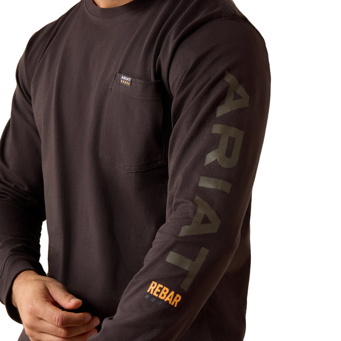 Ariat Men's Rebar Cotton Strong Standard Logo Pocket Long Sleeve T-Shirt Long Sleeve T-Shirts Ariat