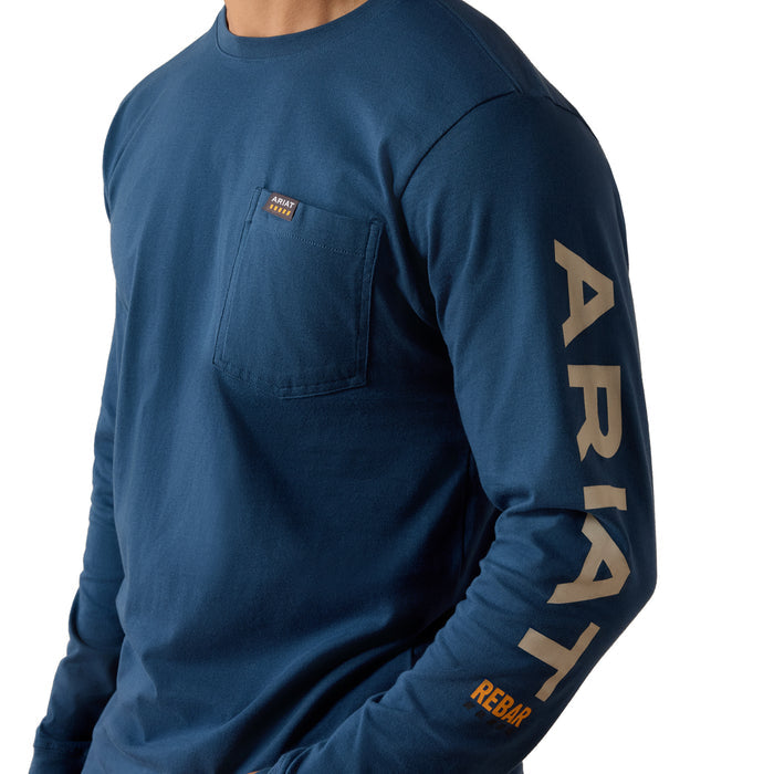 Ariat Men's Rebar Cotton Strong Standard Logo Pocket Long Sleeve T-Shirt Long Sleeve T-Shirts Ariat