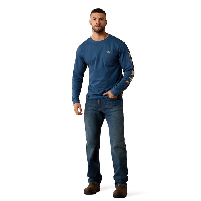 Ariat Men's Rebar Cotton Strong Standard Logo Pocket Long Sleeve T-Shirt Long Sleeve T-Shirts Ariat