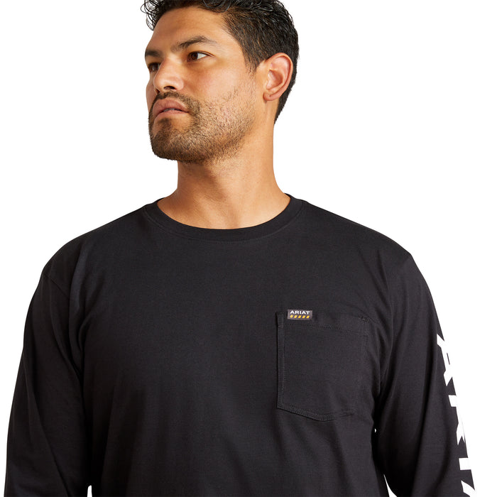 Ariat Men's Rebar Cotton Strong Standard Logo Pocket T-Shirt Long Sleeve T-Shirts Ariat