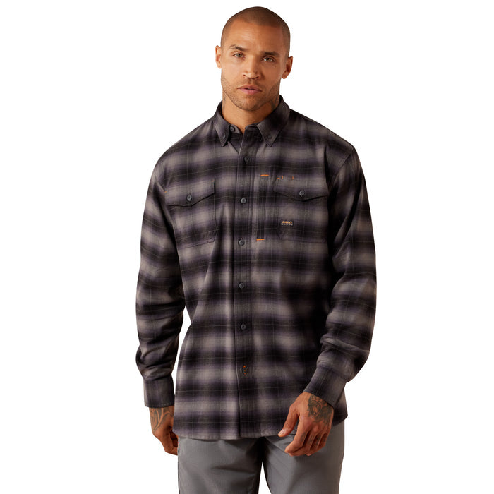 Ariat Men's Rebar Flannel Durastretch Long Sleeve Work Shirt Work Shirts Ariat Black 2XL Reg