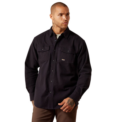 Ariat Men's Rebar Flannel Twill Snap Long Sleeve Work Shirt Work Shirts Ariat Black 2XL Reg