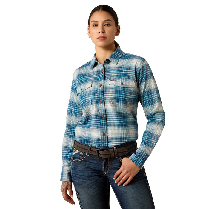 Ariat Women's Flannel Durastretch Long Sleeve Work Shirt Work Shirts Ariat Deep Dive 1XL Plus