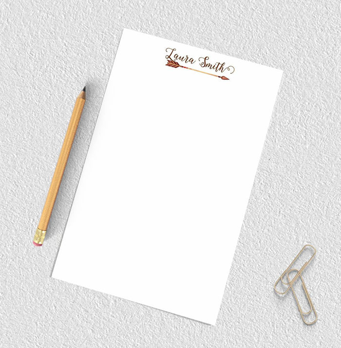 Bohemian personalized notepad with calligraphy writing,