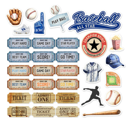Asuka Studio - Ephemera - Baseball - 32 pieces. Each piece approx. 1.1" x 1.1" to 2.0". Available at Embellish Away located in Bowmanville Ontario Canada.