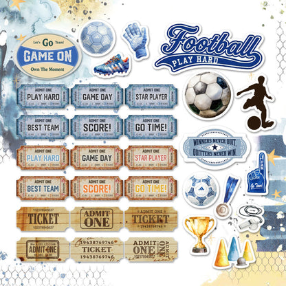 Asuka Studio - Ephemera - Matchday Football - 32/Pkg. Available at Embellish Away located in Bowmanville Ontario Canada.