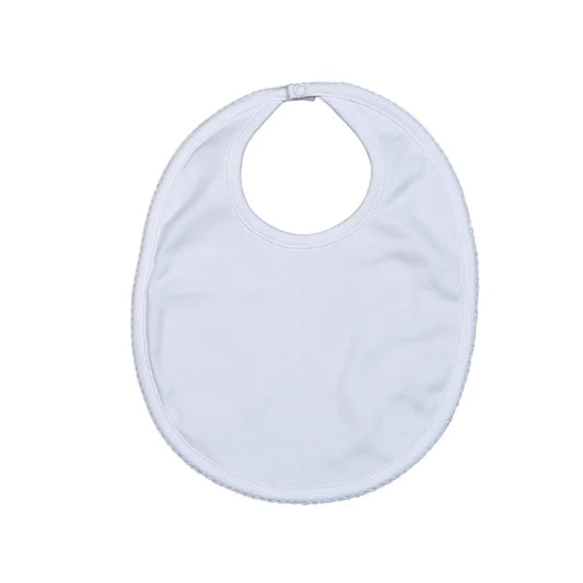 Baby Loren White Bib w/ White Picot Trim