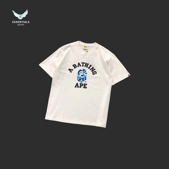 BAPE A Bathing Ape Camo College T-Shirt - White/Blue - front