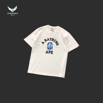 BAPE A Bathing Ape Camo College T-Shirt - White/Blue - front