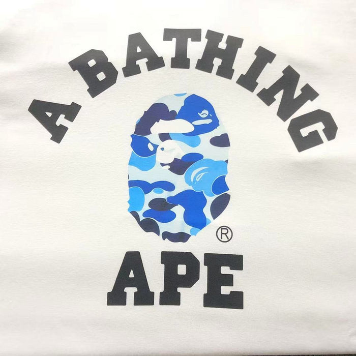 BAPE A Bathing Ape Camo College T-Shirt - White/Blue - logo closeup