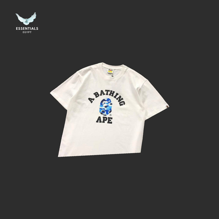 BAPE A Bathing Ape Camo College T-Shirt - White/Blue - detail