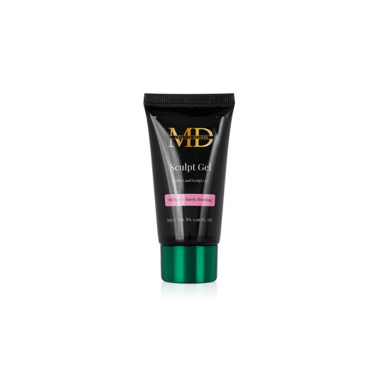 Black tube of MD Sculpt Gel with green base on a white background
