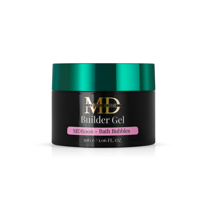 Jar of MD Builder Gel with green lid on a white background