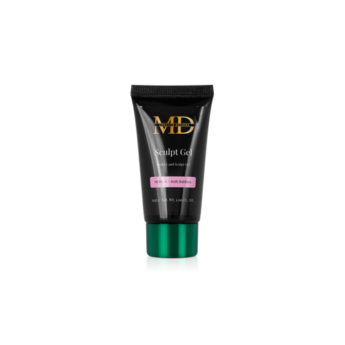 Black tube of MD Sculpt Gel with green base on a white background