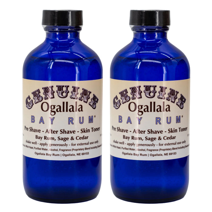 Two bottles of Ogallala Bay Rum on a white background