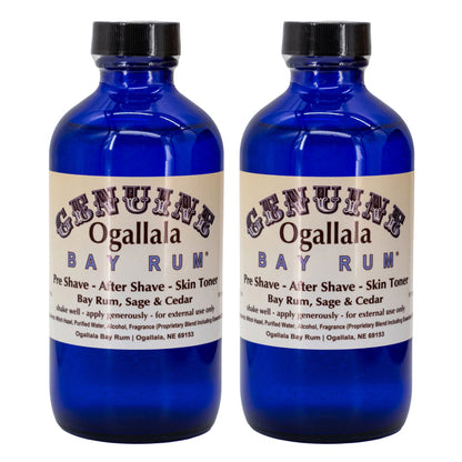 Two bottles of Ogallala Bay Rum on a white background