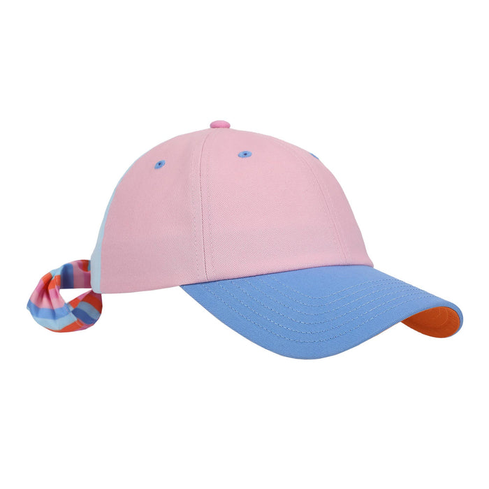 Big Bow Energy Hat - Pink & Blue with Striped Bow