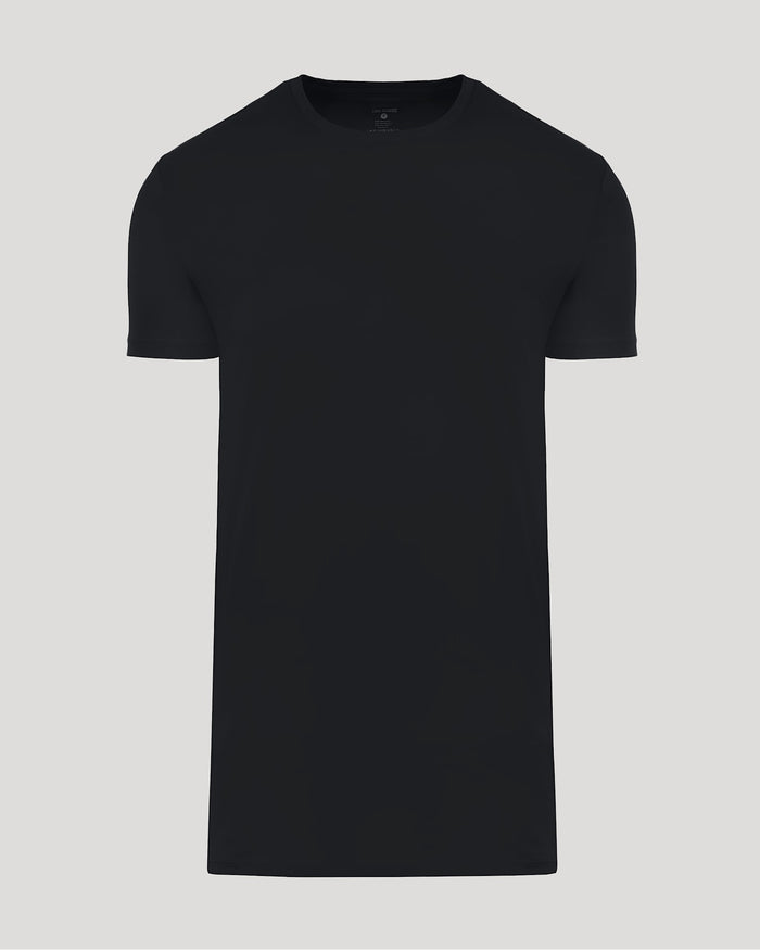 Black Tall Pima Cotton Blend Crew shirt displayed on a neutral background, showcasing a classic fit and smooth fabric texture for men's basics.