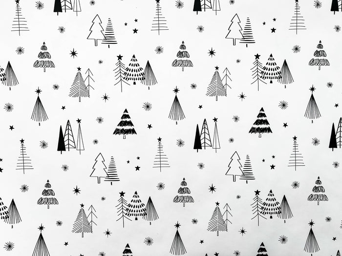 Black & White Tree Christmas Wrapping Paper Roll