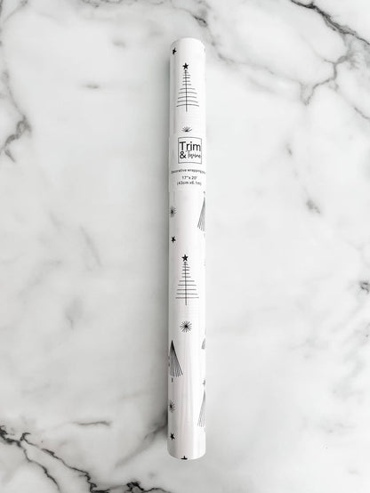 Black & White Tree Christmas Wrapping Paper Roll