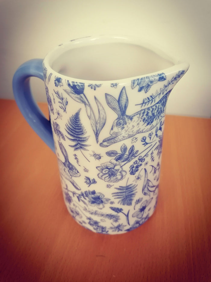 'Blue Hare and Floral' Jug - Small