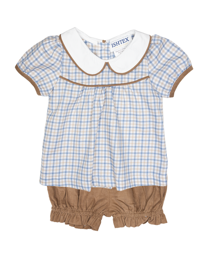 Blue/Khaki Plaid Bloomer Set