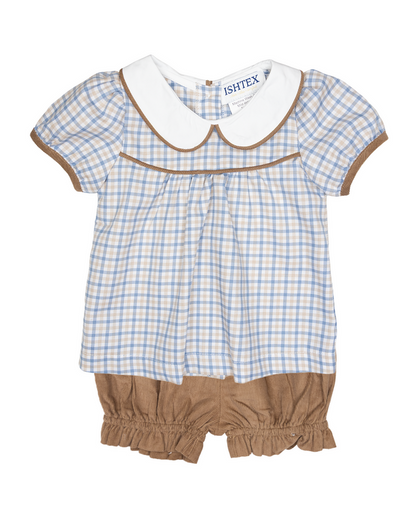 Blue/Khaki Plaid Bloomer Set