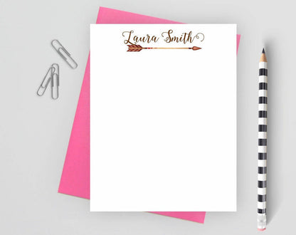 Bohemian personalized note card with pink envelope.