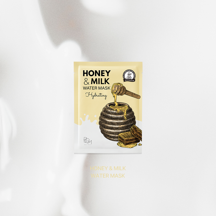 BOM Honey & Milk Water Mask - Drėkinančios odą lakštinės veido kaukės, 10 vnt.