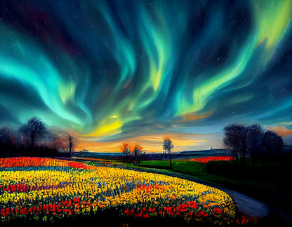 Breathtaking Spring Landscape Northern Lights