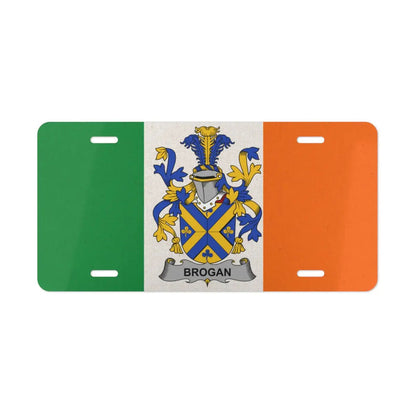 Brogan Irish surname emblem license plate shown from the front